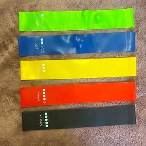 Resistant Workout Squat Bands in 5 Strengths Bundle